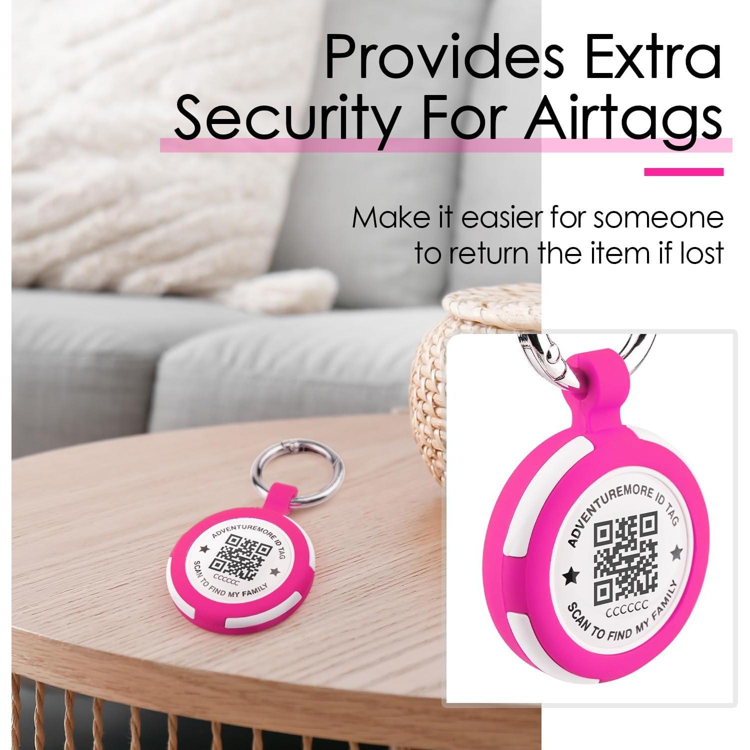 Soporte para AirTags ADVENTUREMORE 4 Pack con QR y anillo