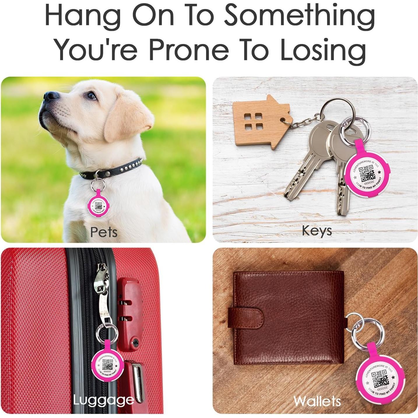 Soporte para AirTags ADVENTUREMORE 4 Pack con QR y anillo