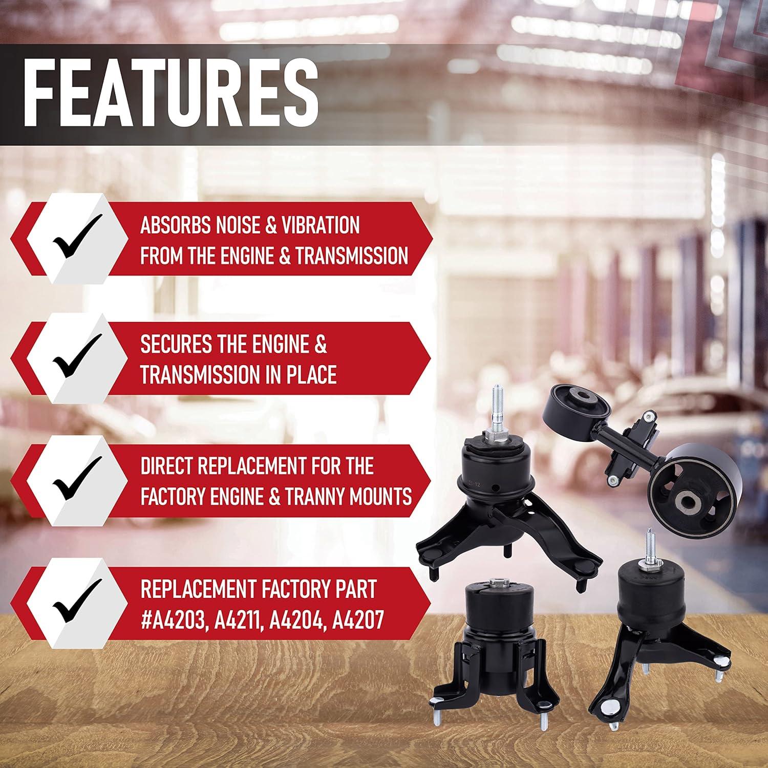 Juego de Soportes de Motor y Transmisión AA Ignition 4 Piezas - Toyota Camry 2002-2006 2.4L