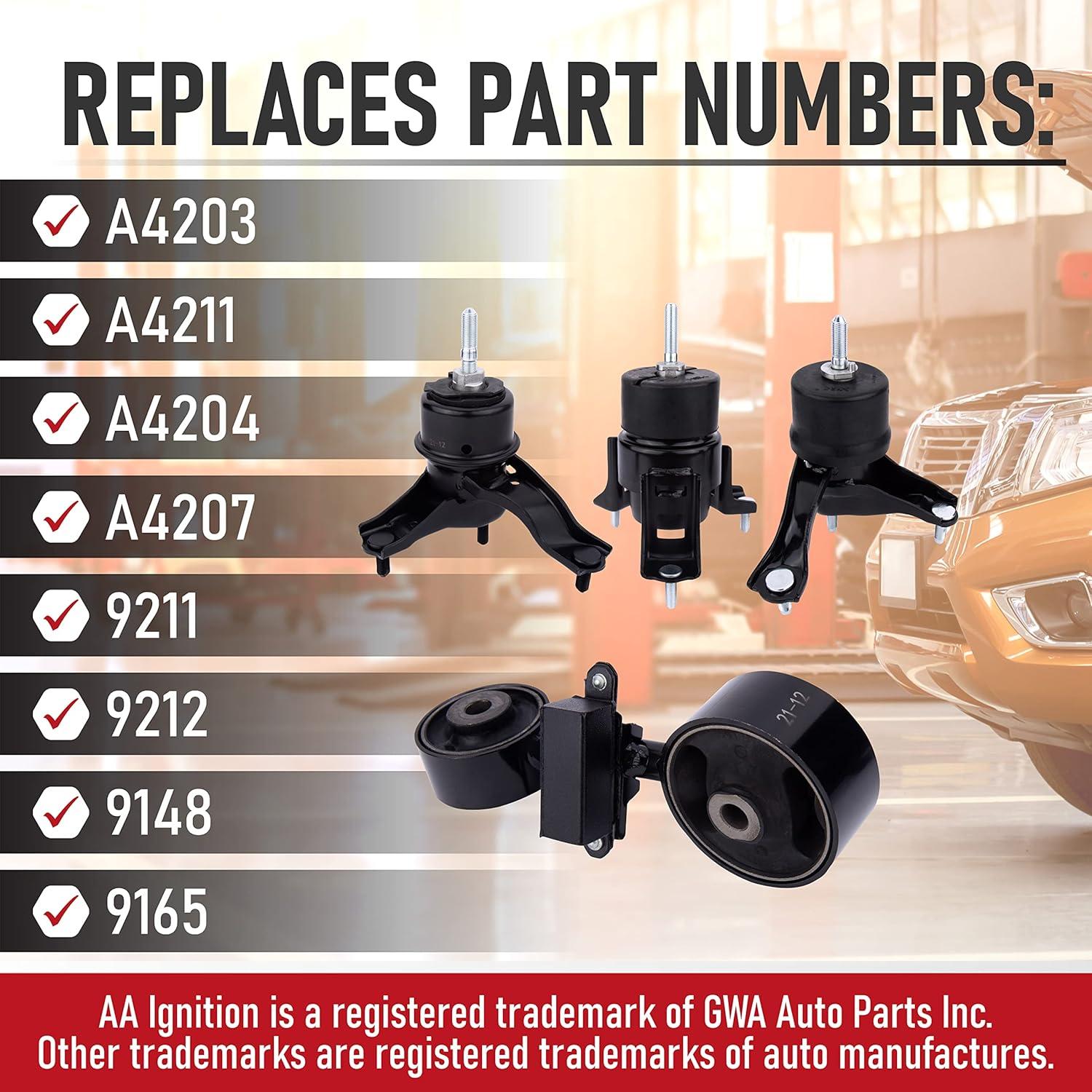 Juego de Soportes de Motor y Transmisión AA Ignition 4 Piezas - Toyota Camry 2002-2006 2.4L