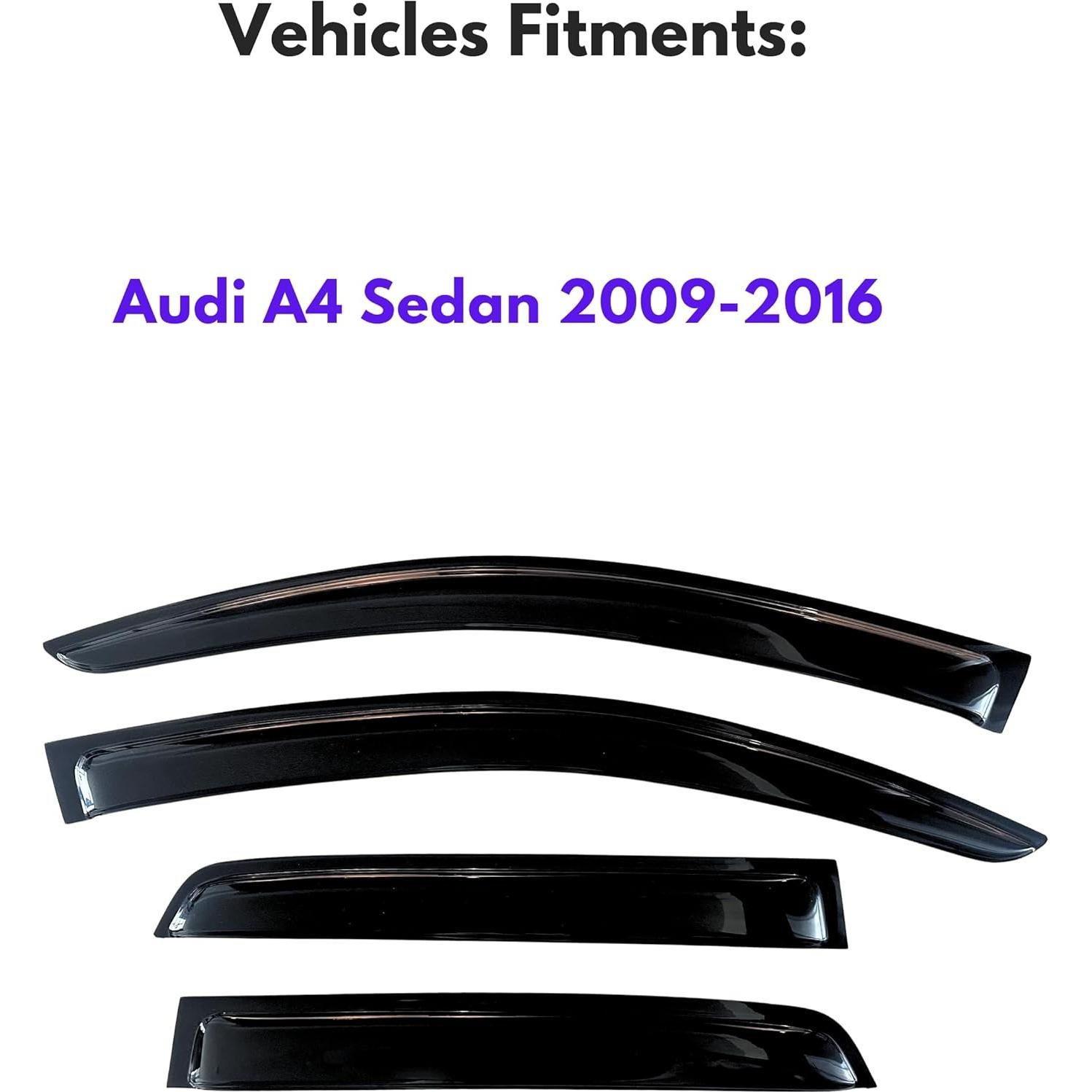 Viseras de Ventana KPY para Audi A4 Sedán 2009-2016, 4PC