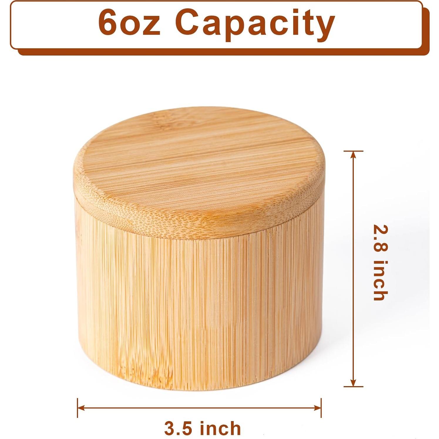 Cajón de Sal de Bambú Husfunov Redondo 170g con Tapa Magnética