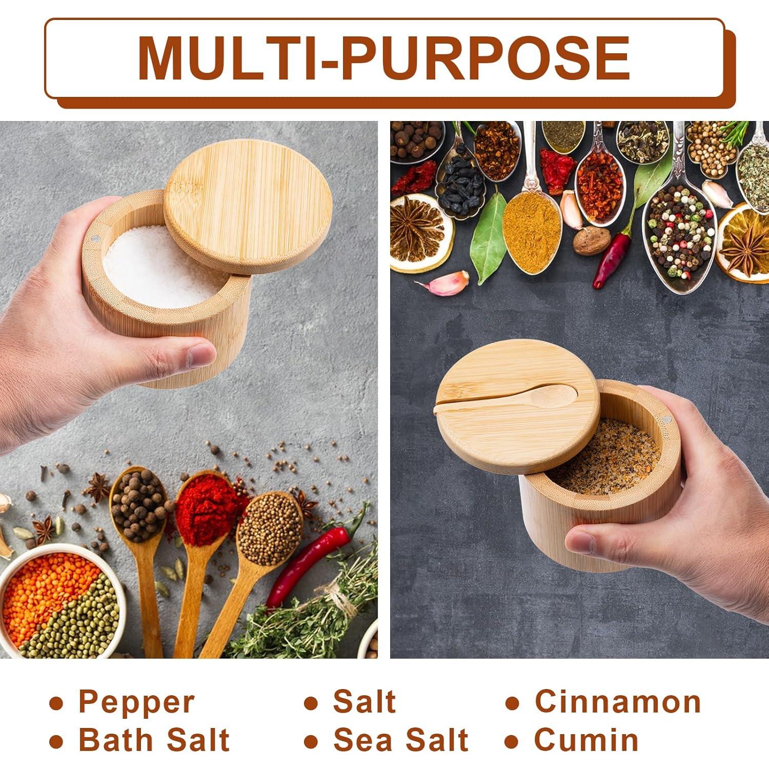 Cajón de Sal de Bambú Husfunov Redondo 170g con Tapa Magnética