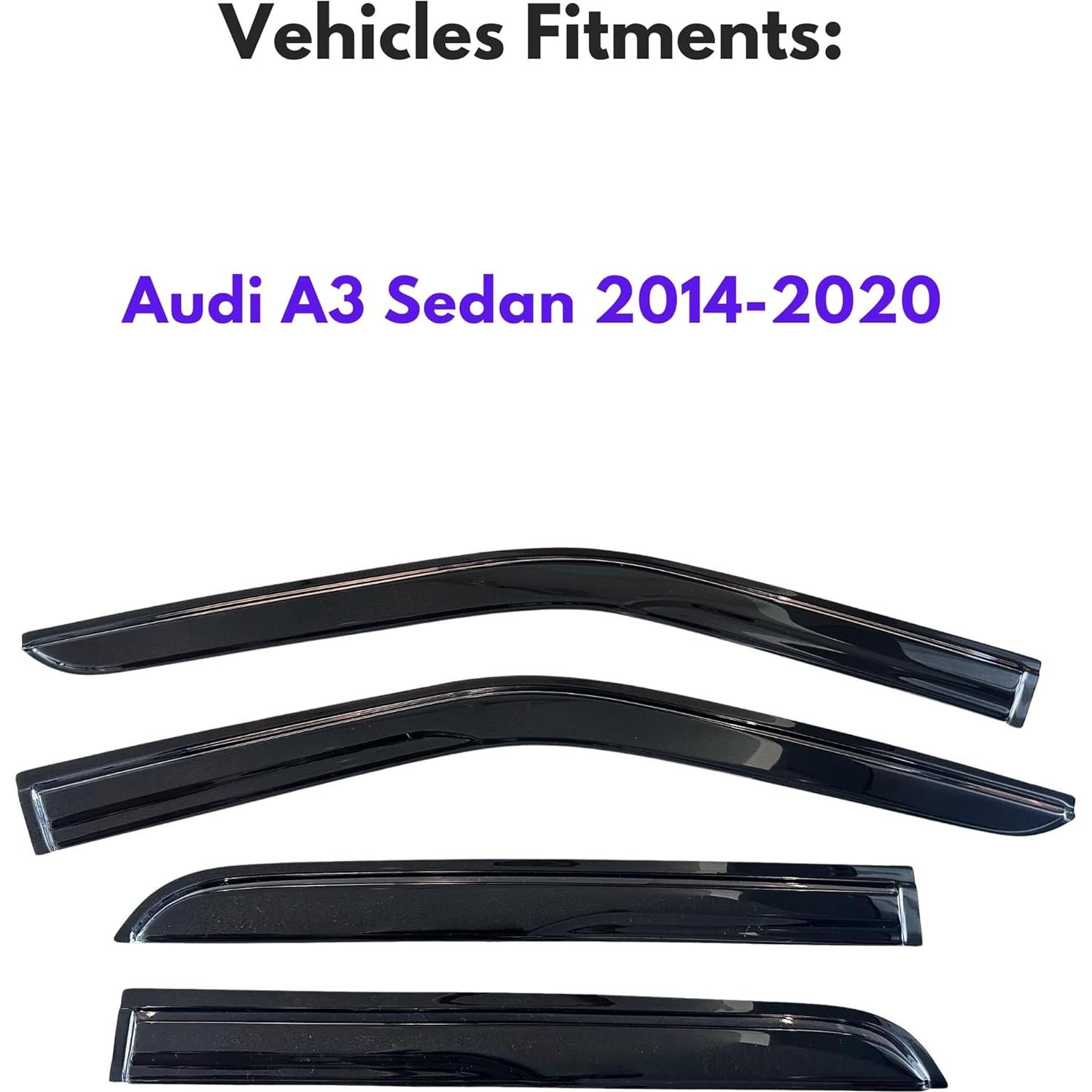 Viseras de Ventana KPY para Audi A3 Sedán 2014-2020, 4PC