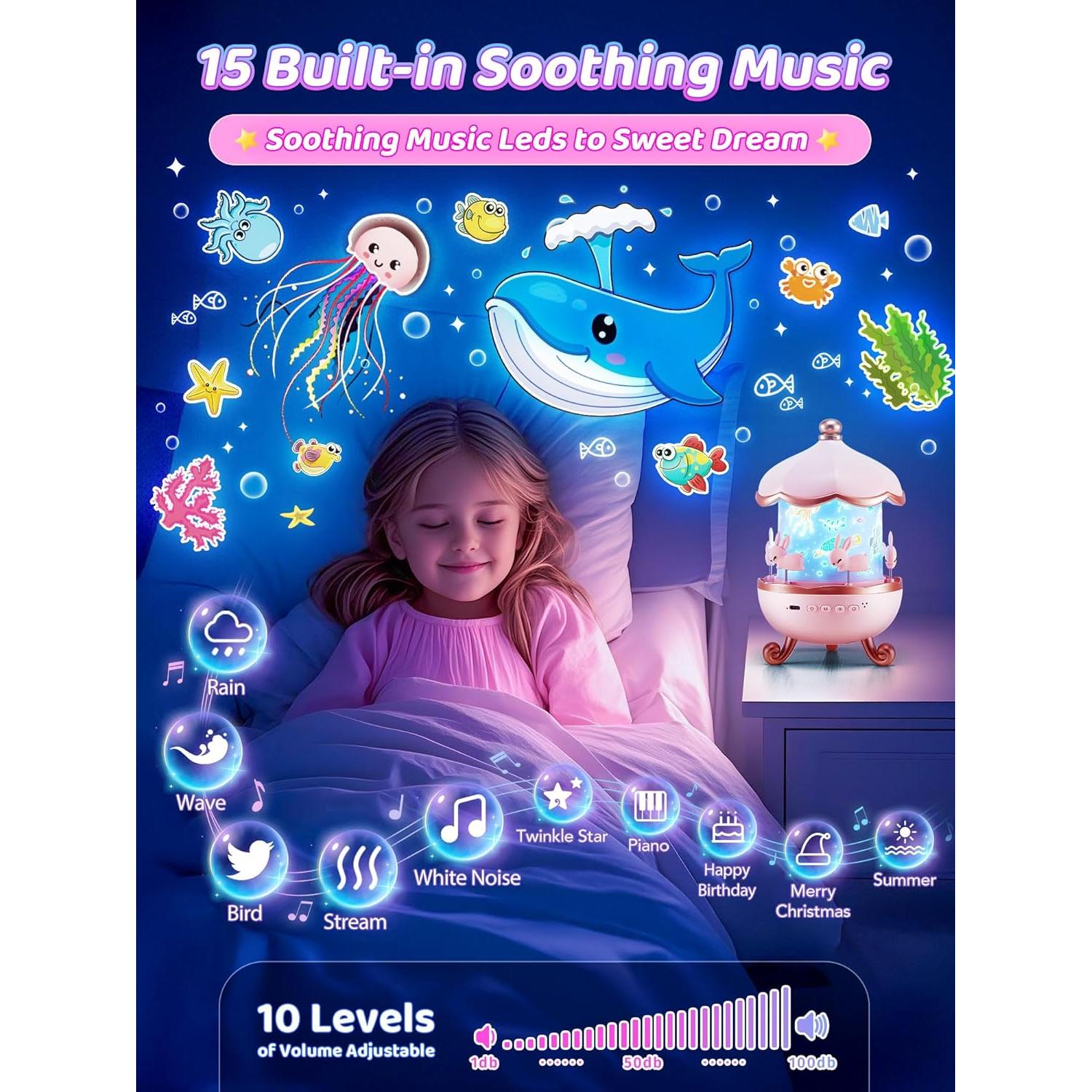 Proyector de Estrellas ONEFIRE Rosa con 15 Películas y Sonidos