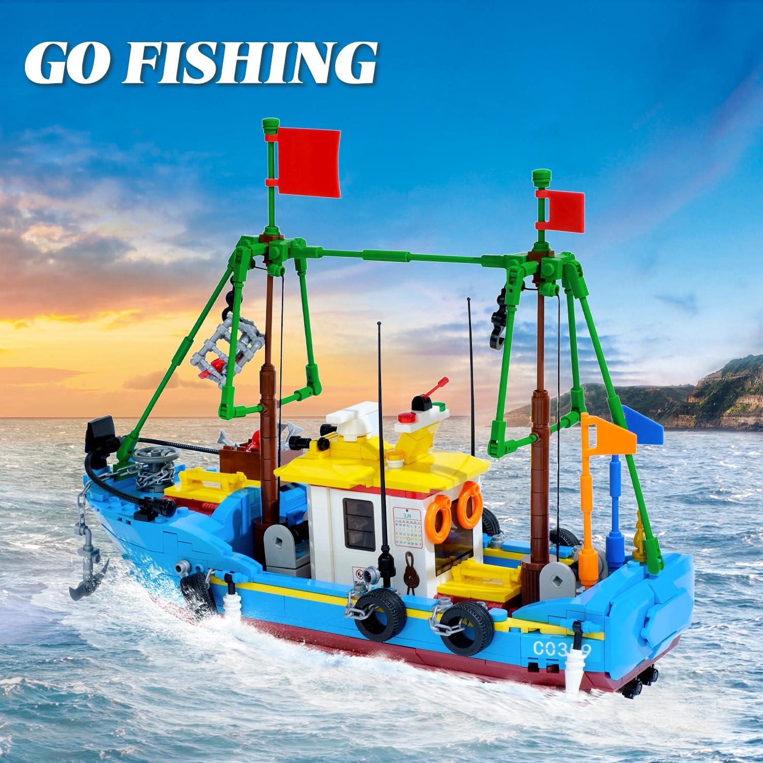 Conjunto de Bloques de Construcción Barco de Pesca WVINVW 645 PCS