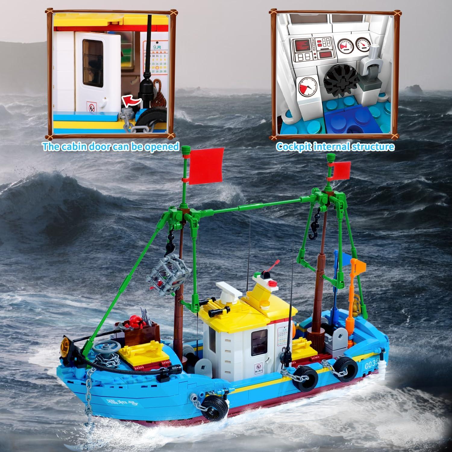 Conjunto de Bloques de Construcción Barco de Pesca WVINVW 645 PCS