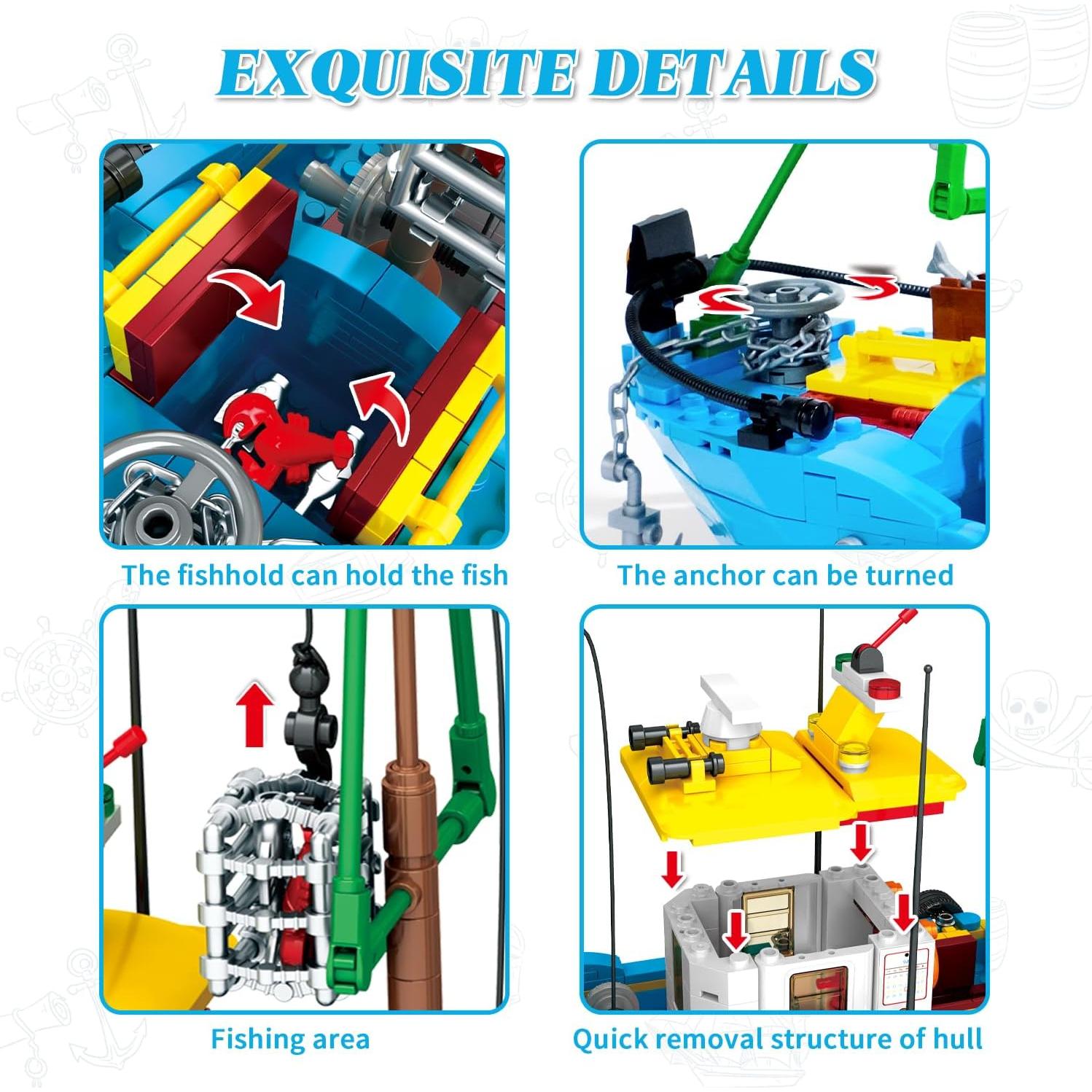 Conjunto de Bloques de Construcción Barco de Pesca WVINVW 645 PCS