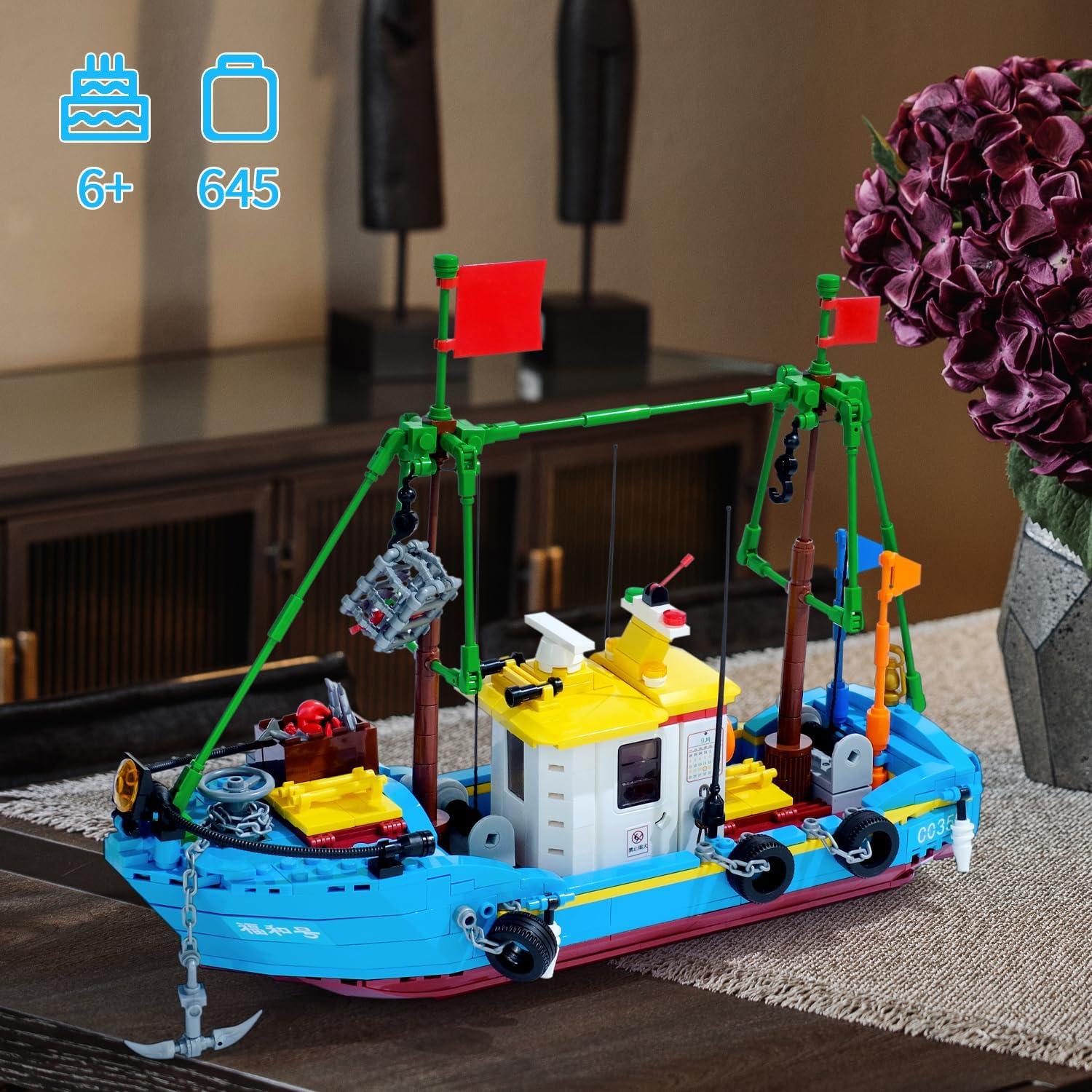 Conjunto de Bloques de Construcción Barco de Pesca WVINVW 645 PCS