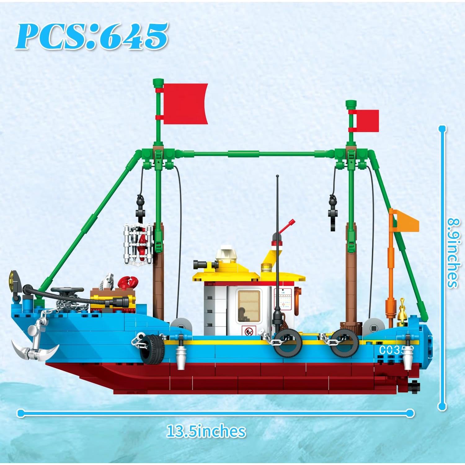 Conjunto de Bloques de Construcción Barco de Pesca WVINVW 645 PCS