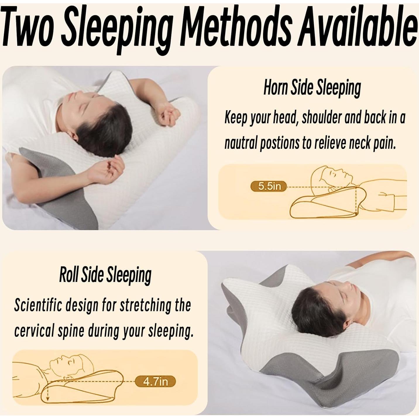 Cervical Pillow for Neck Pain Relief, Ergonomic Contour Orthopedic Pillow for Sleeping Shoulder Pain & Support, Cozy Memory Foam Neck Pillow with Pillowcase for Side Back Stomach Sleeper(Black)