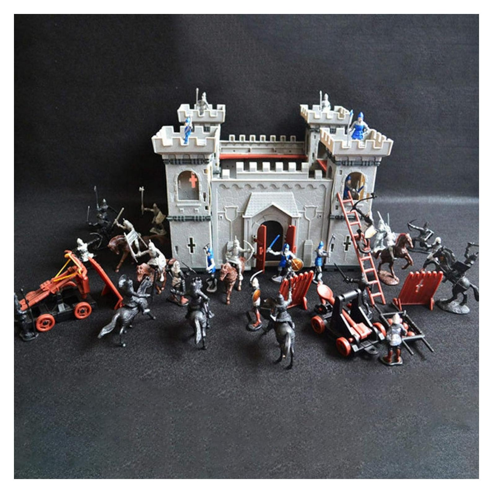 Medieval Castle Toy - Knights Soldiers Model Kit, DIY Assembled Castle Playset, Gift Set
