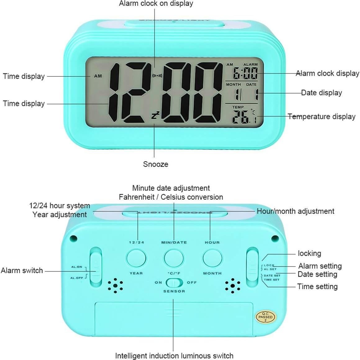 Reloj Despertador Digital TXY con Pantalla LCD y Snooze