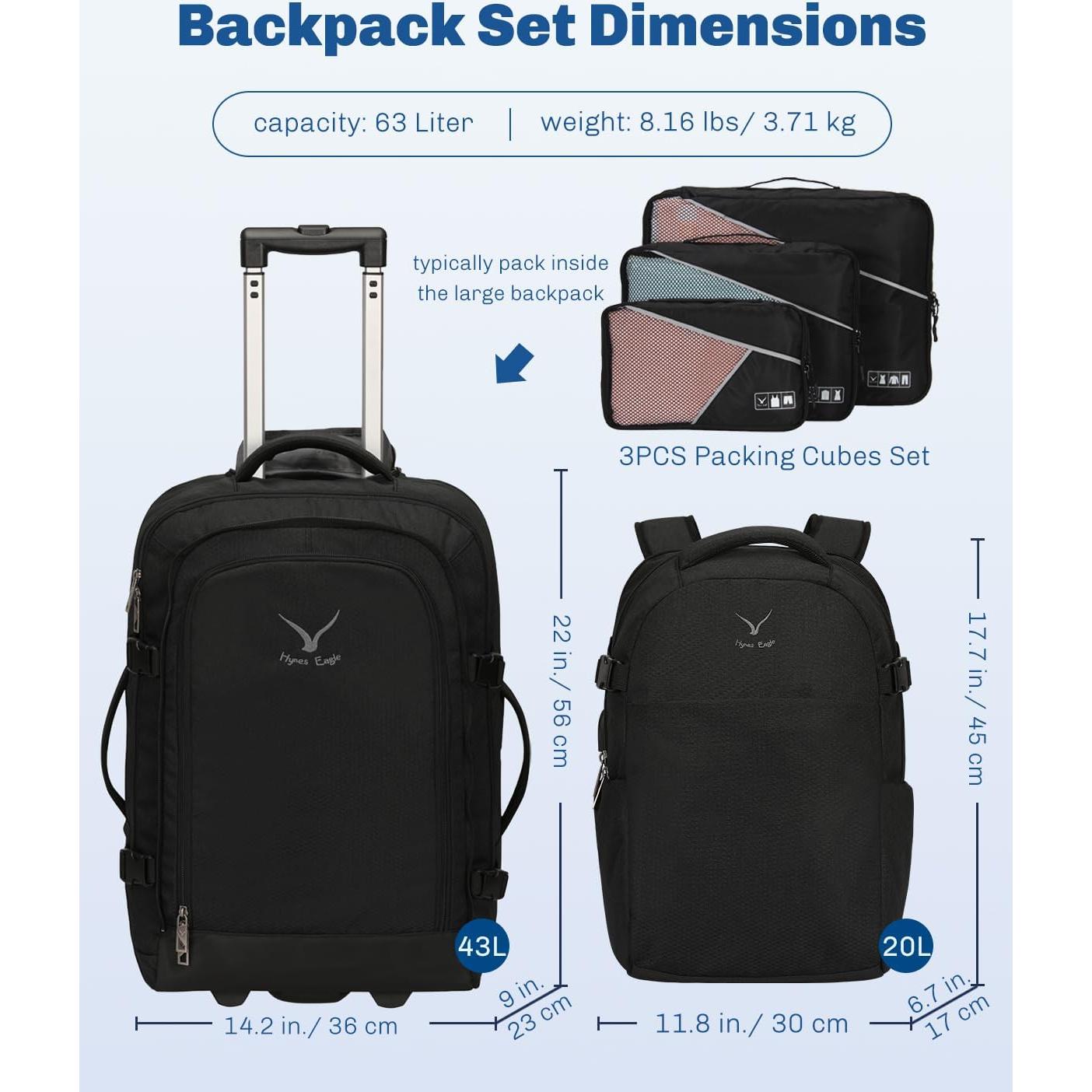 Mochila Rodante Hynes Eagle 2 en 1 63L Aprobada para Vuelo