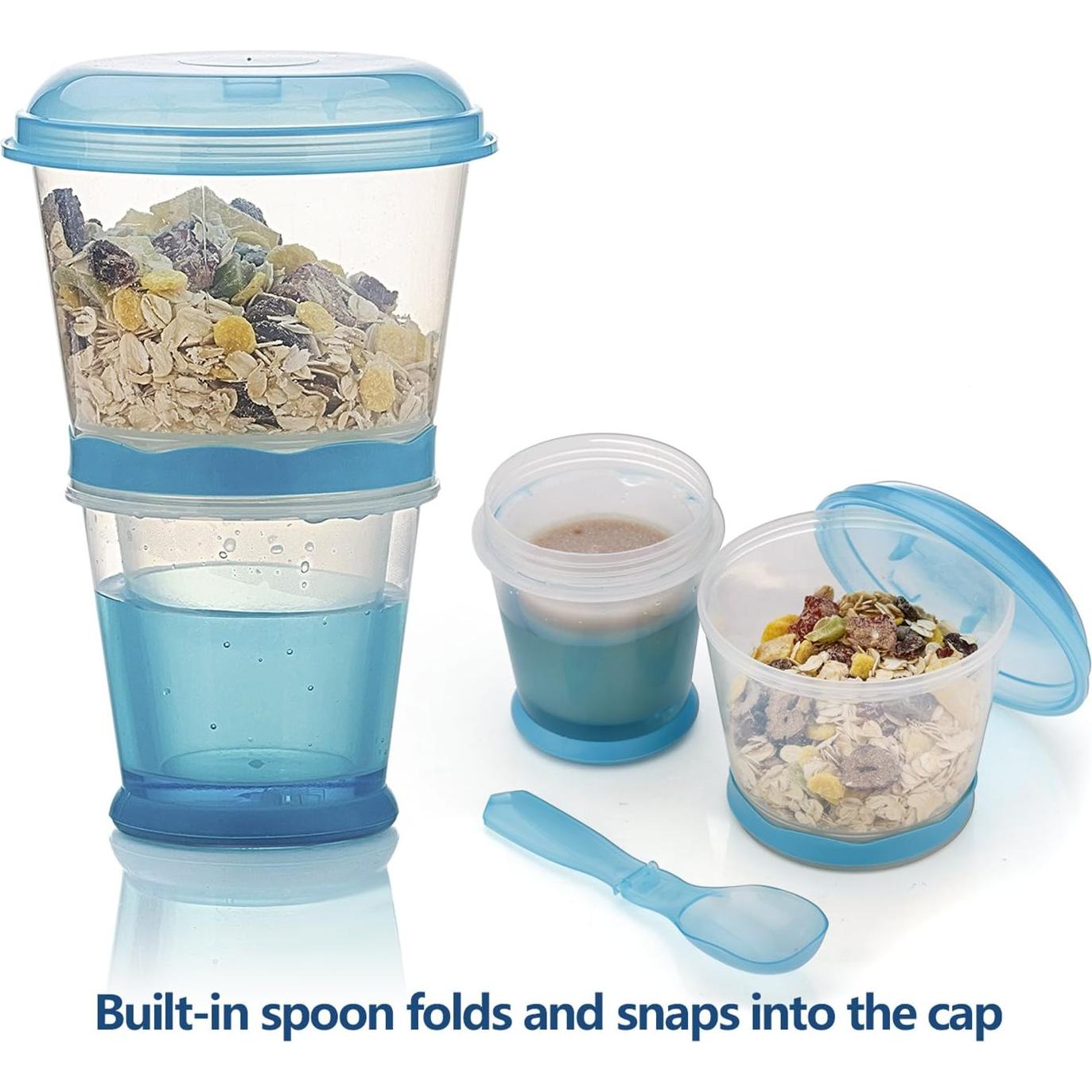 Contenedor de Cereal y Leche Pogah 355 mL Azul Hermético