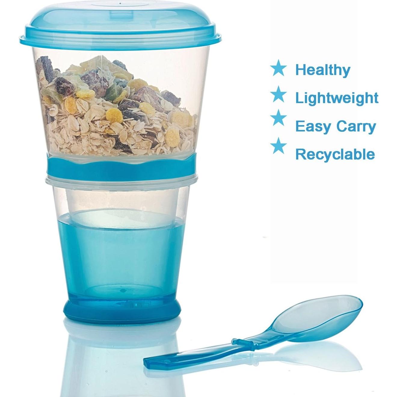 Contenedor de Cereal y Leche Pogah 355 mL Azul Hermético