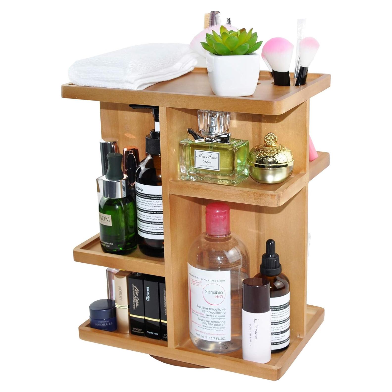 Organizador Cosmético Giratorio Spiretro 360° Madera Acacia