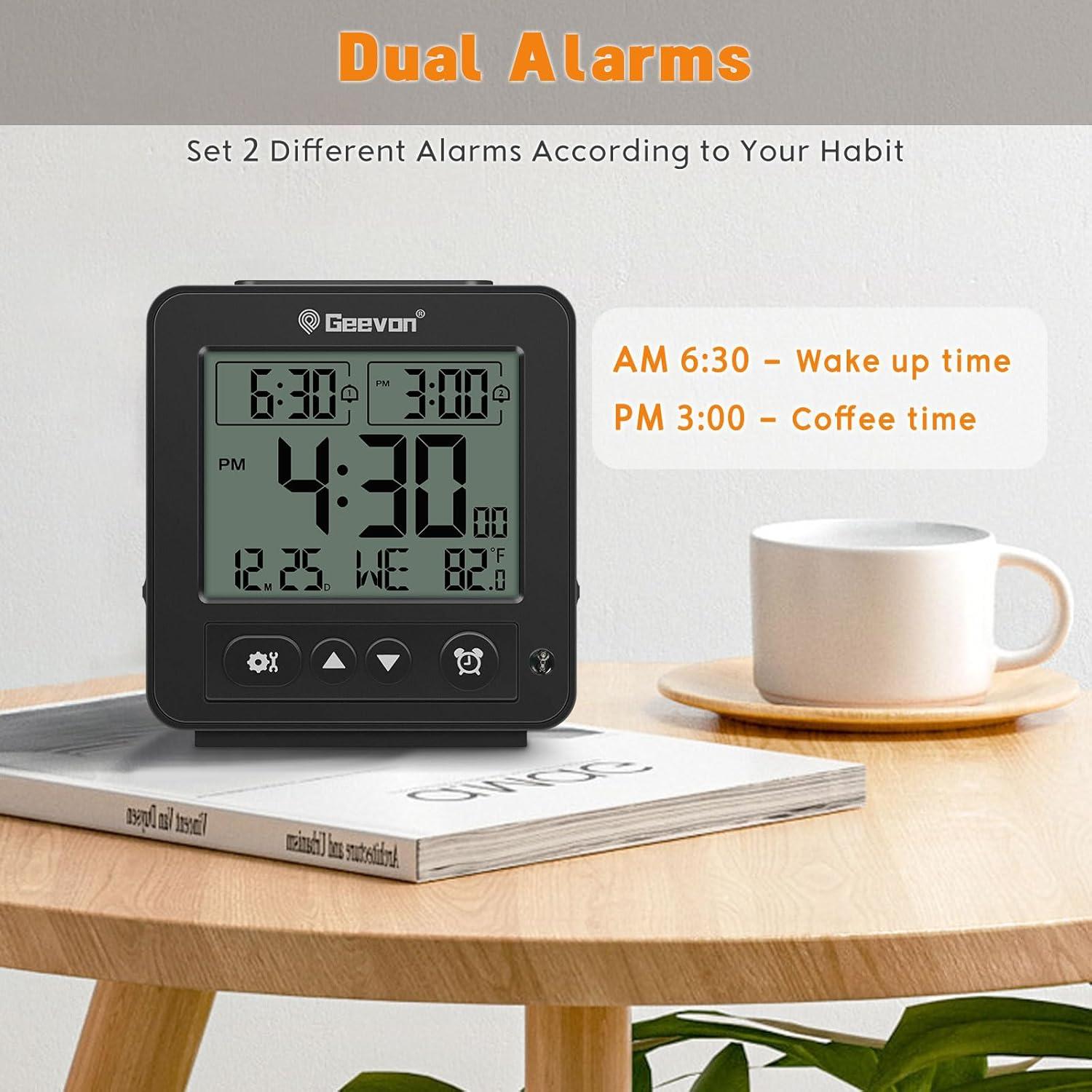 Reloj Despertador Digital Geevon con Luz Nocturna y Doble Alarma