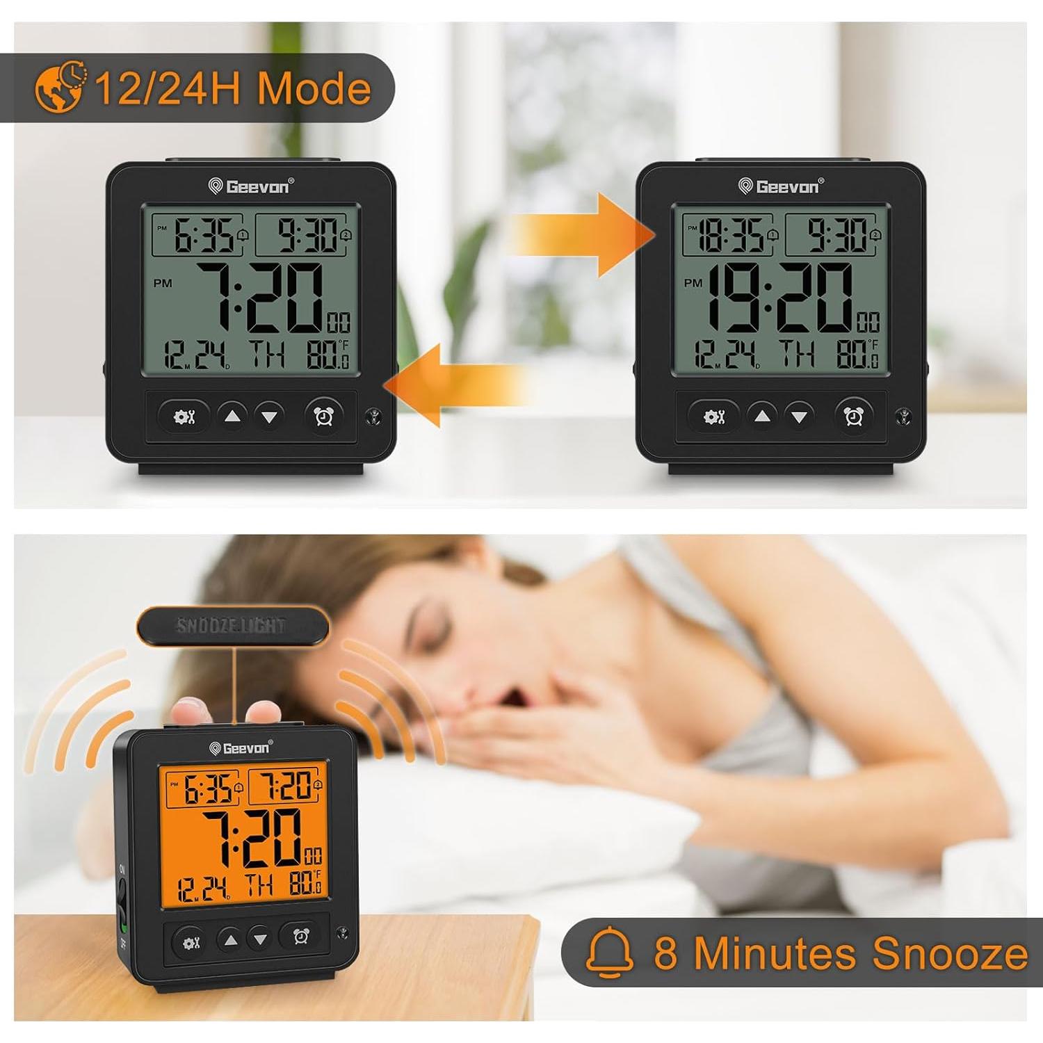 Reloj Despertador Digital Geevon con Luz Nocturna y Doble Alarma