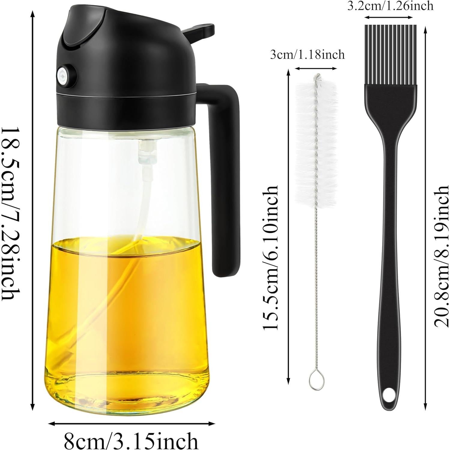 Botella de Spray de Aceite Ponpon 470ml Reutilizable Negra