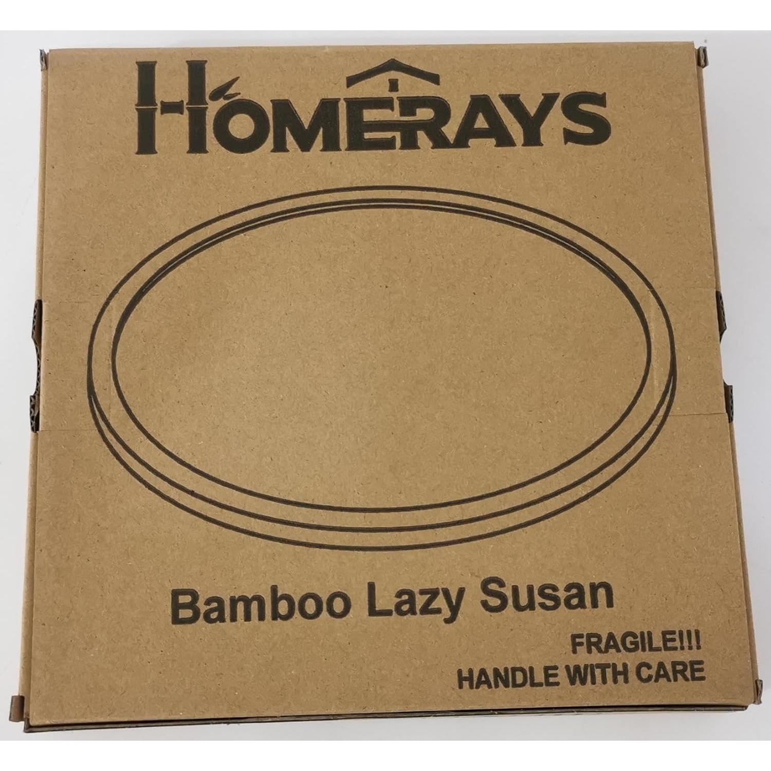 Lazy Susan Organizer Homerays 9 Inch Non-Skid Bamboo Lazy Susan for Kitchen Rotating Spice Rack for Kitchen Cabinet, Wood Turntable for Kitchen Countertop Organizer