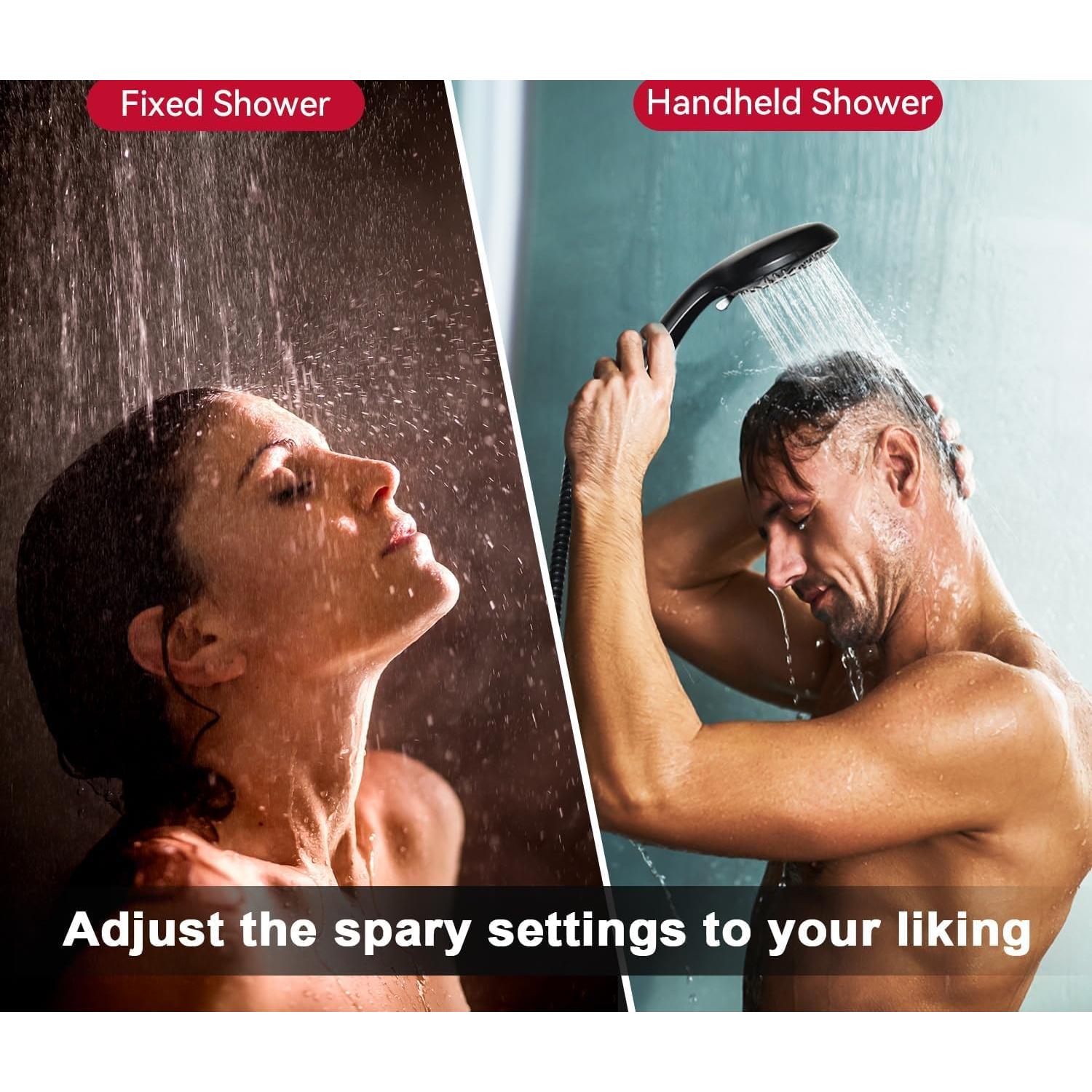 Cabezal de Ducha GRICH 2 en 1 Alta Presión 9 Modos Negro