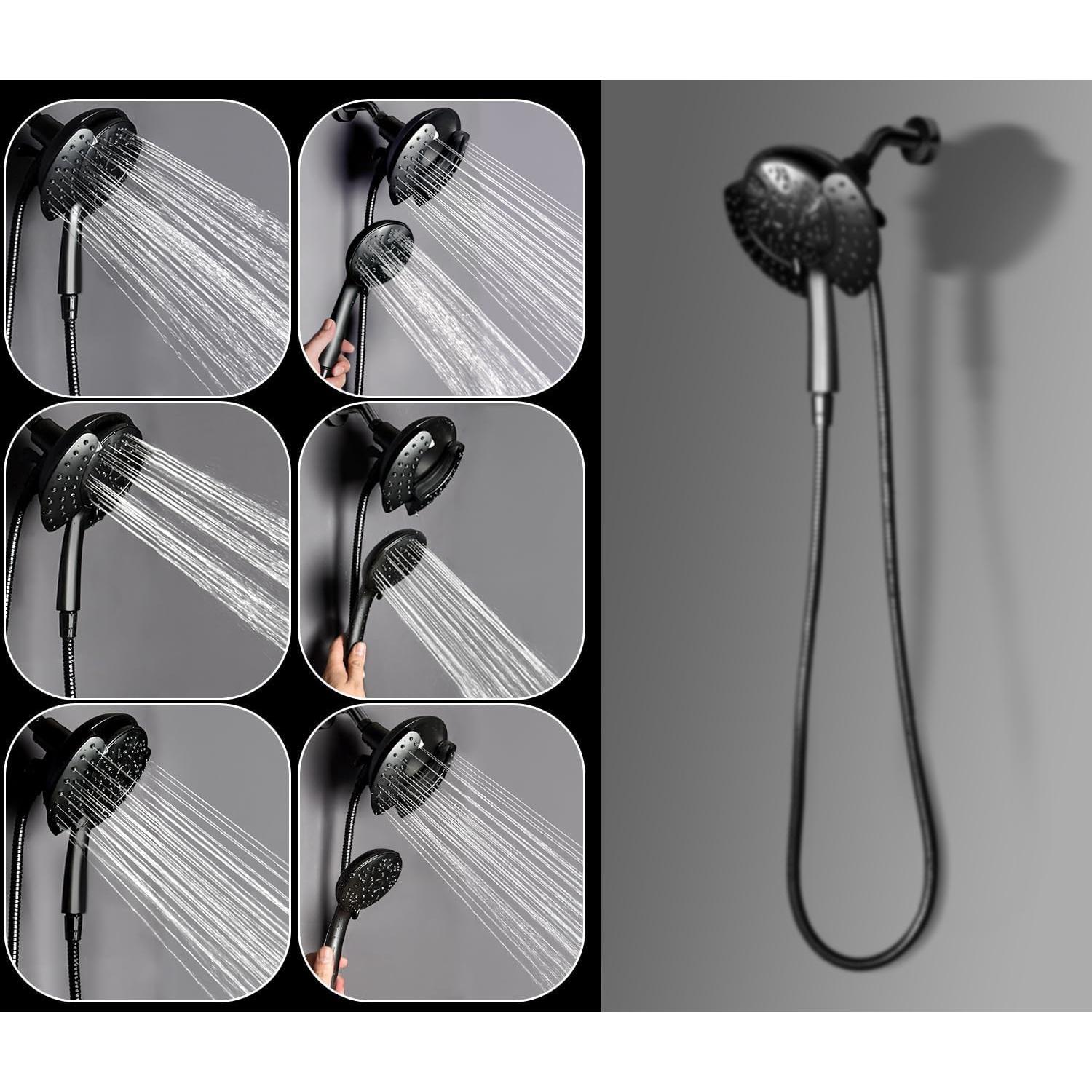 Cabezal de Ducha GRICH 2 en 1 Alta Presión 9 Modos Negro