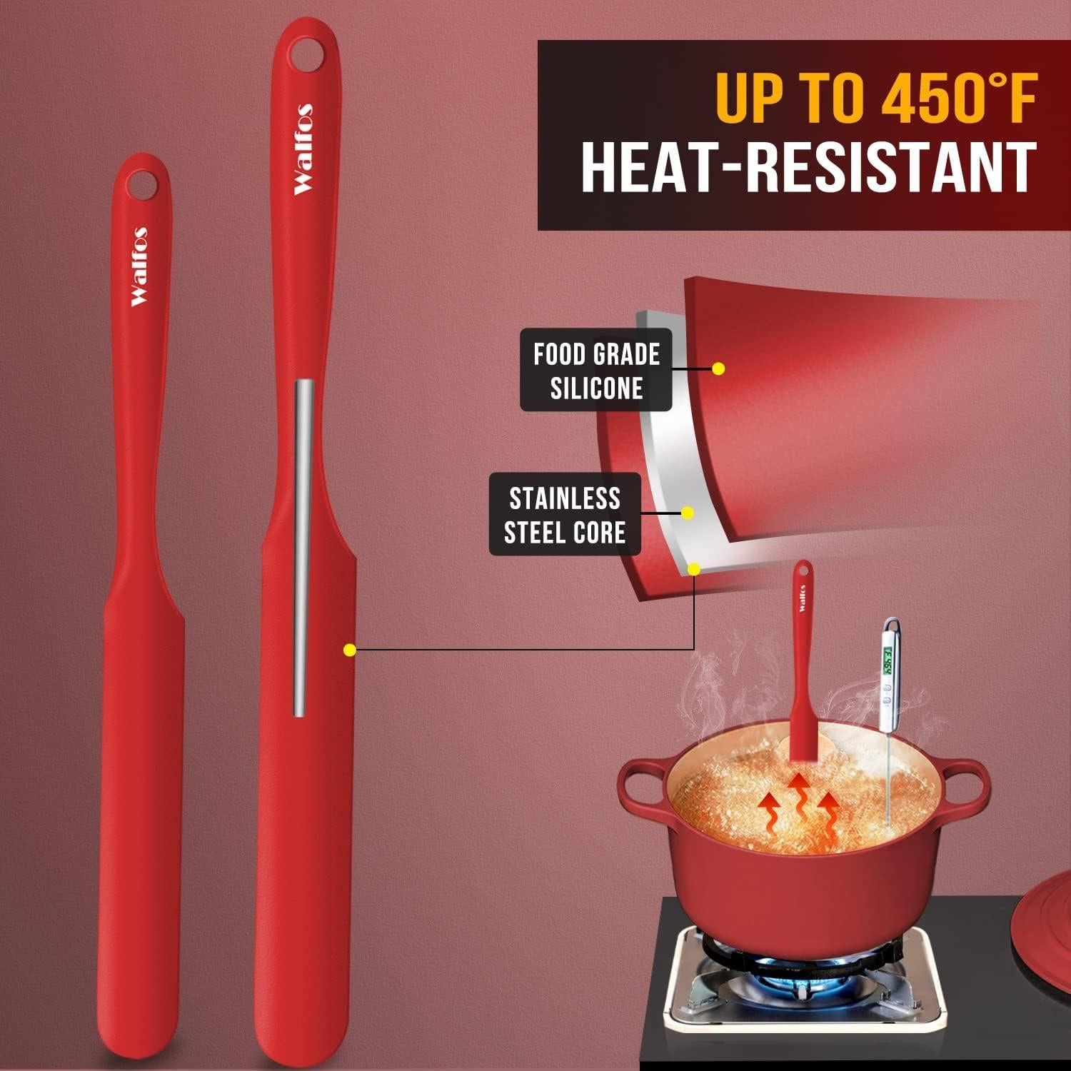 Espátula de Tarro de Silicona Walfos Roja 2pcs - Resistente 232°C