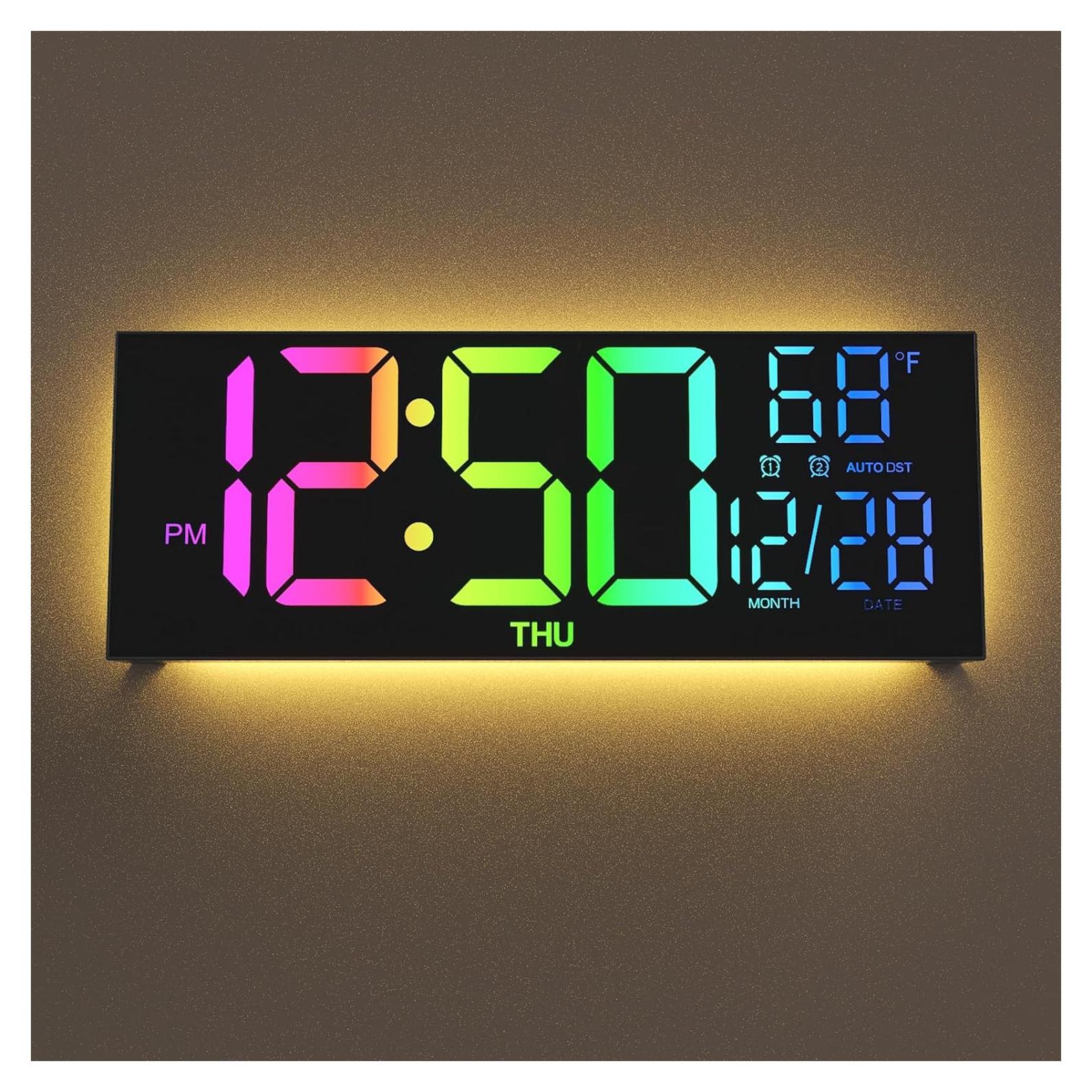 Reloj de Pared Digital YISILE 33 cm con Control Remoto