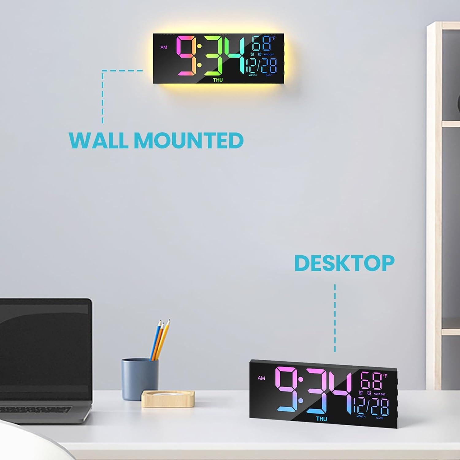 Reloj de Pared Digital YISILE 33 cm con Control Remoto