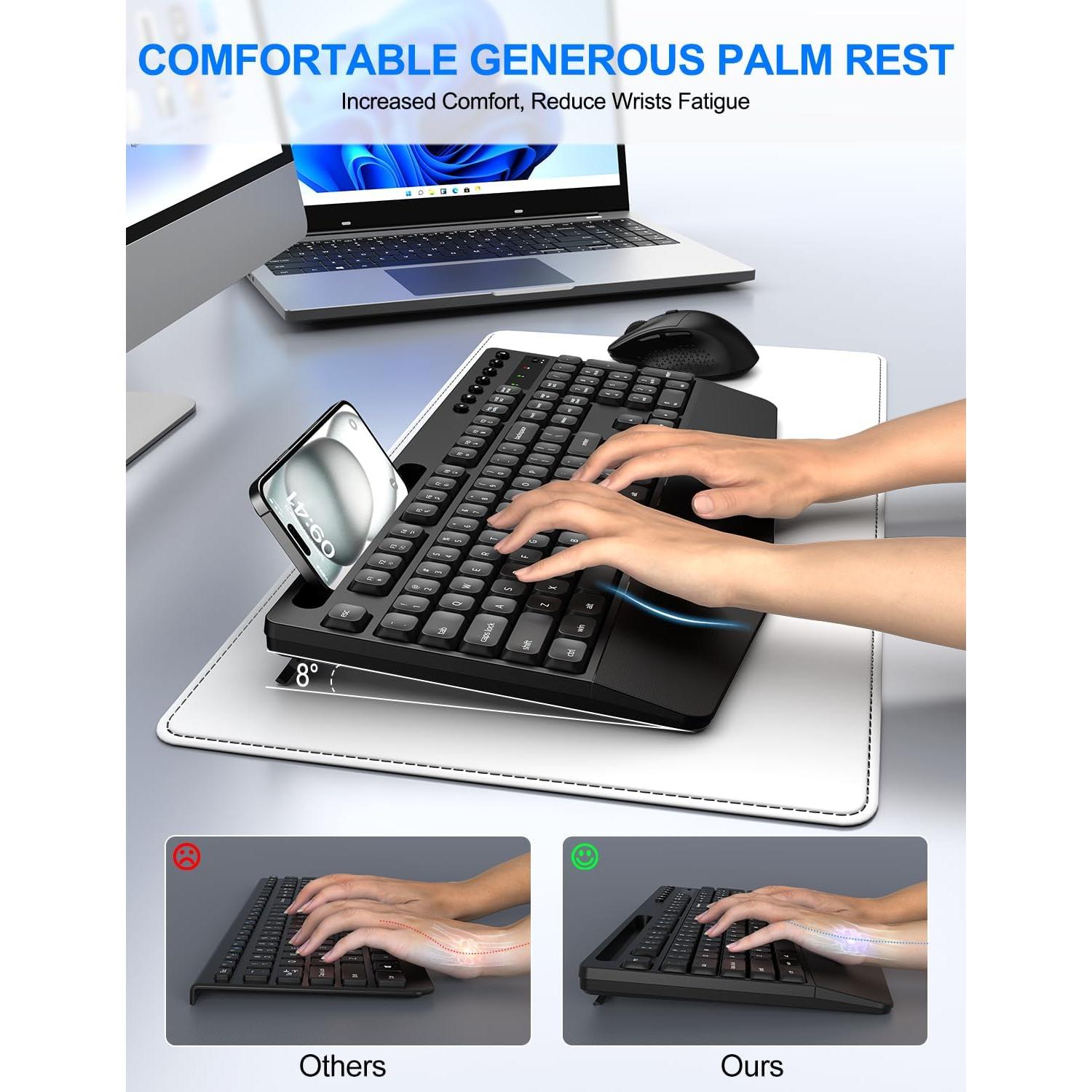 Combo Teclado y Ratón Inalámbrico EDJO MK525 Ergonómico Negro