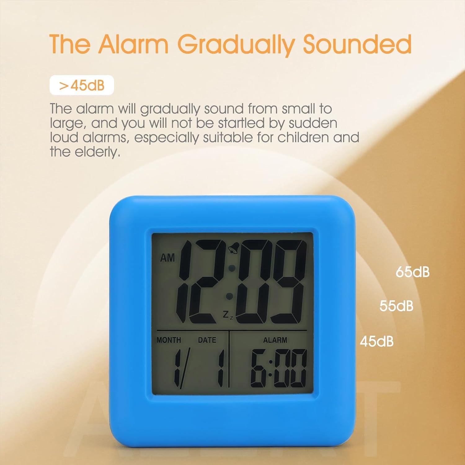 Reloj Despertador Digital MOOFAN Azul con Luz Nocturna