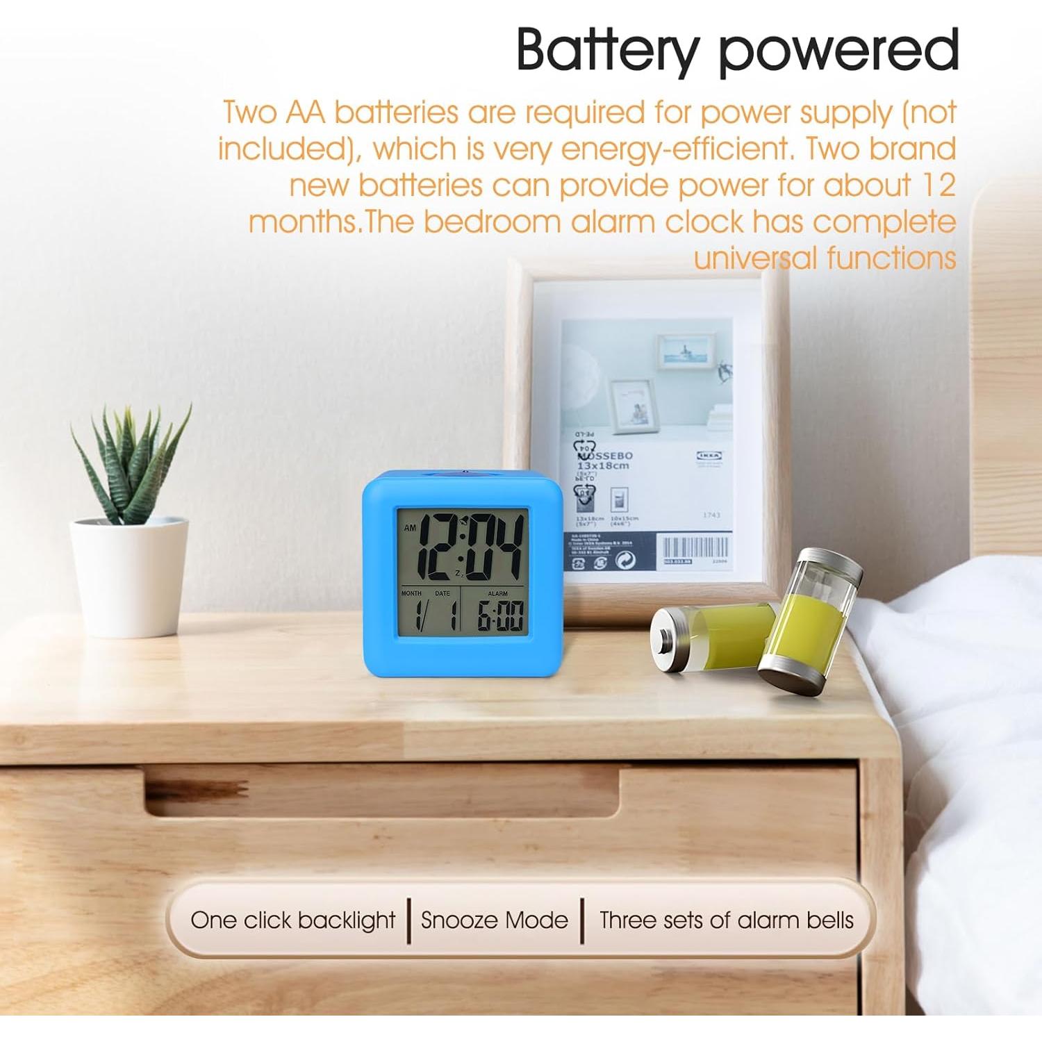 Reloj Despertador Digital MOOFAN Azul con Luz Nocturna