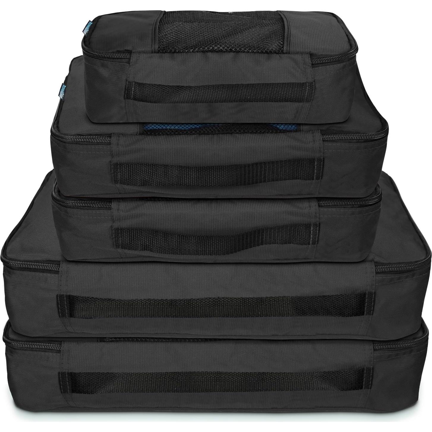Juego de Cubos de Empaque TravelWise - 5 Piezas Nylon Negro