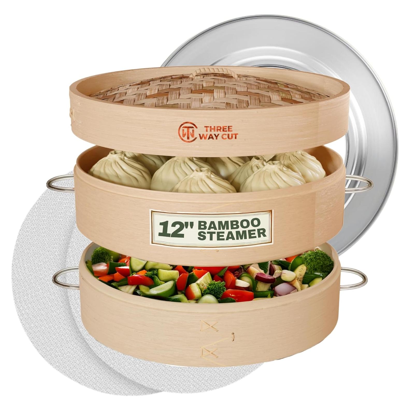 Vaporera de Bambú 2 Niveles 30.5 cm Three Way Cut