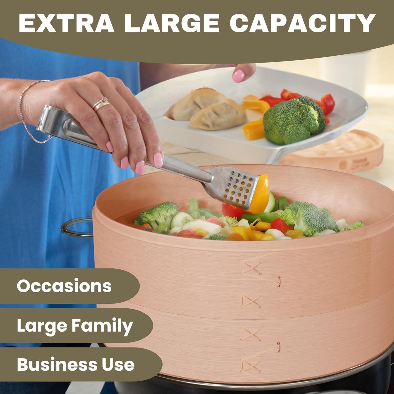 Vaporera de Bambú 2 Niveles 30.5 cm Three Way Cut