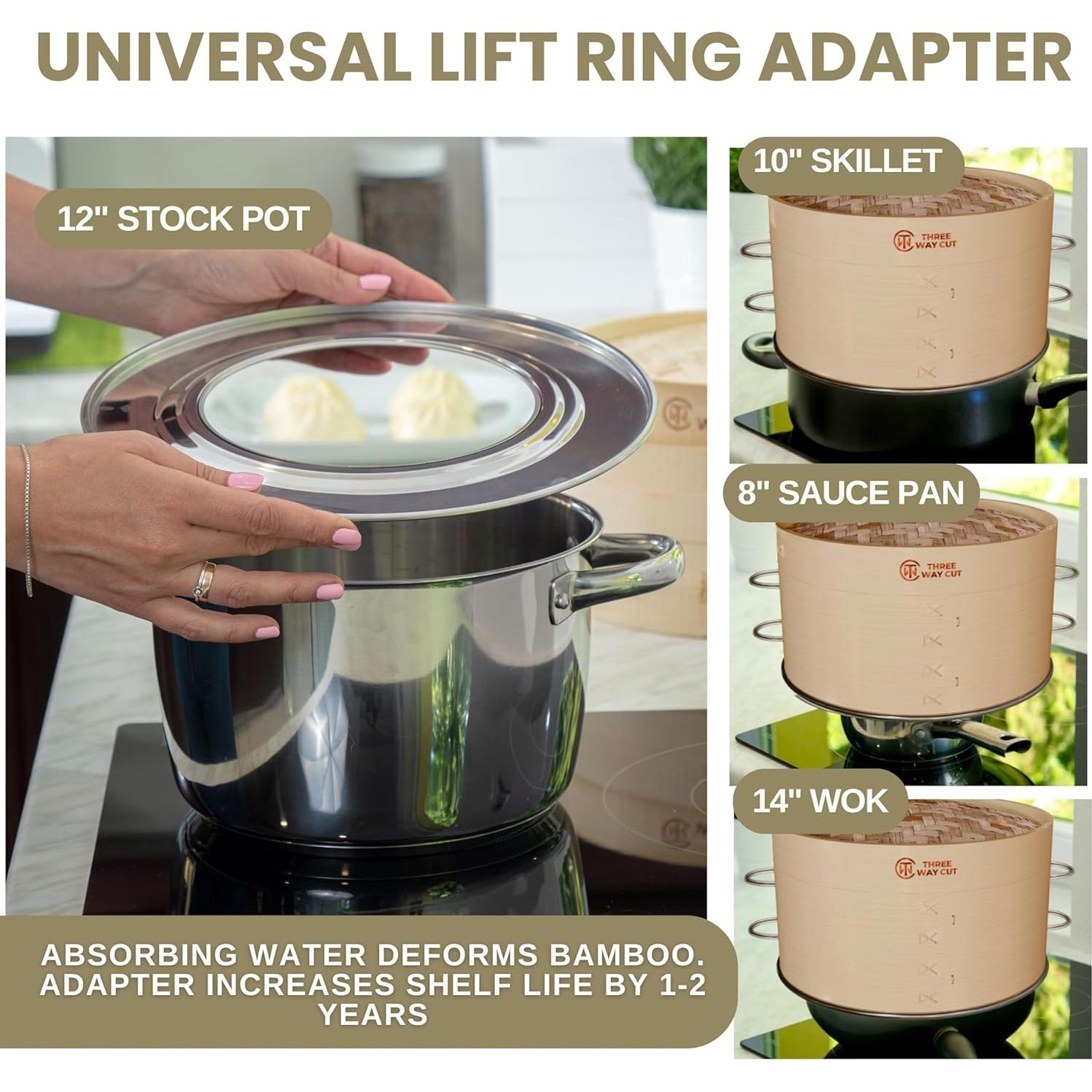 Vaporera de Bambú 2 Niveles 30.5 cm Three Way Cut