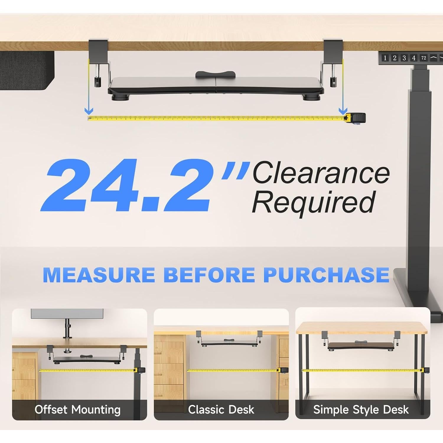 Bandeja para Teclado Suptek 50.8 cm Negra con Montaje en C