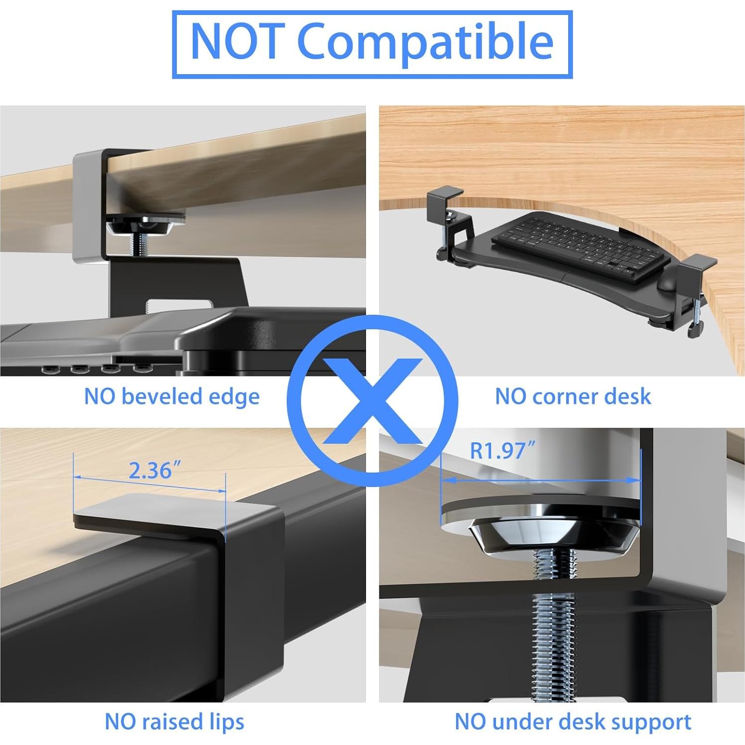 Bandeja para Teclado Suptek 50.8 cm Negra con Montaje en C