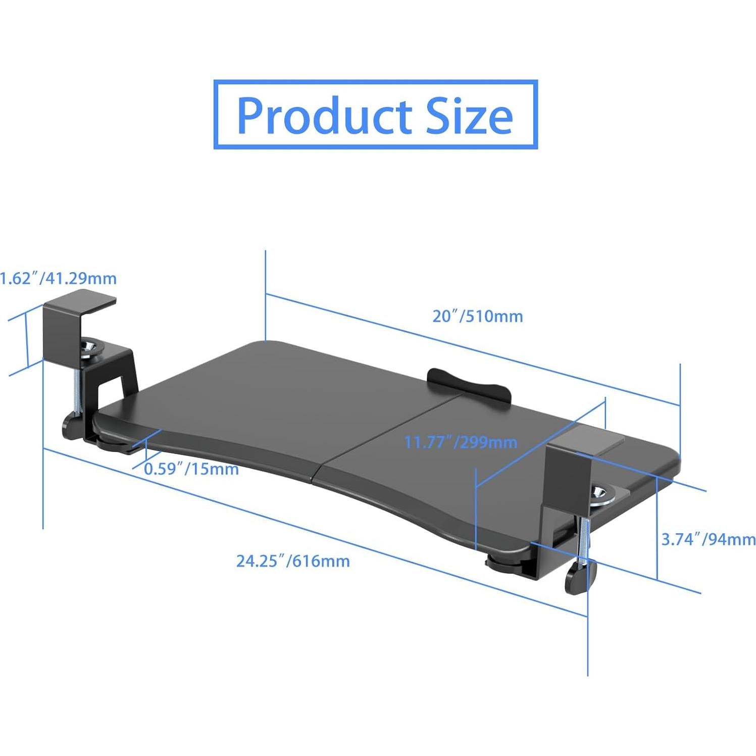 Bandeja para Teclado Suptek 50.8 cm Negra con Montaje en C