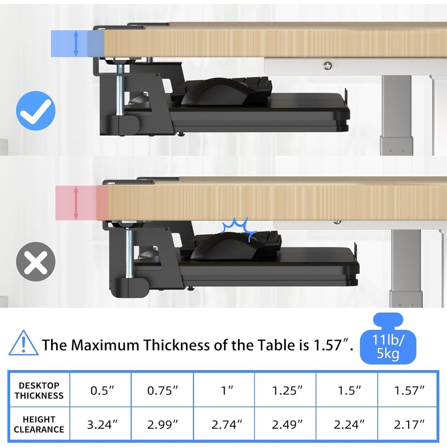 Bandeja para Teclado Suptek 50.8 cm Negra con Montaje en C