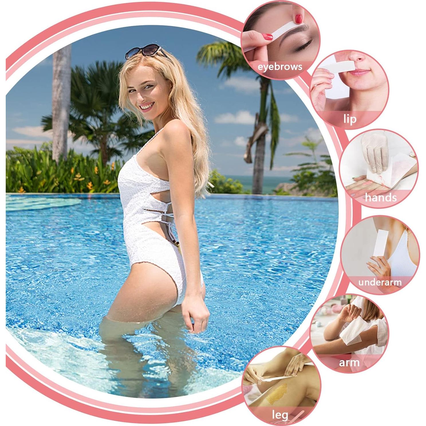 Tiras de Cera para Depilación Facial SEPGLITTER 300 Piezas 10x4 cm