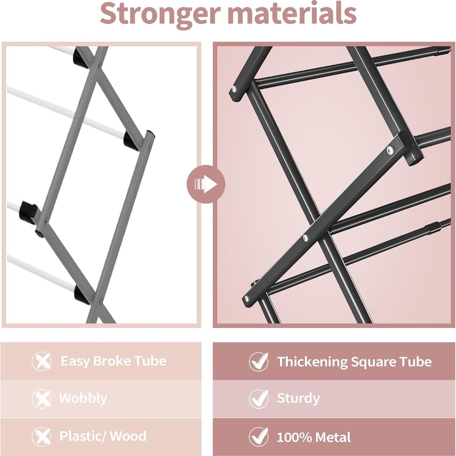 Estante para Secar Ropa APEXCHASER Expandible 3 Niveles Metal Negro