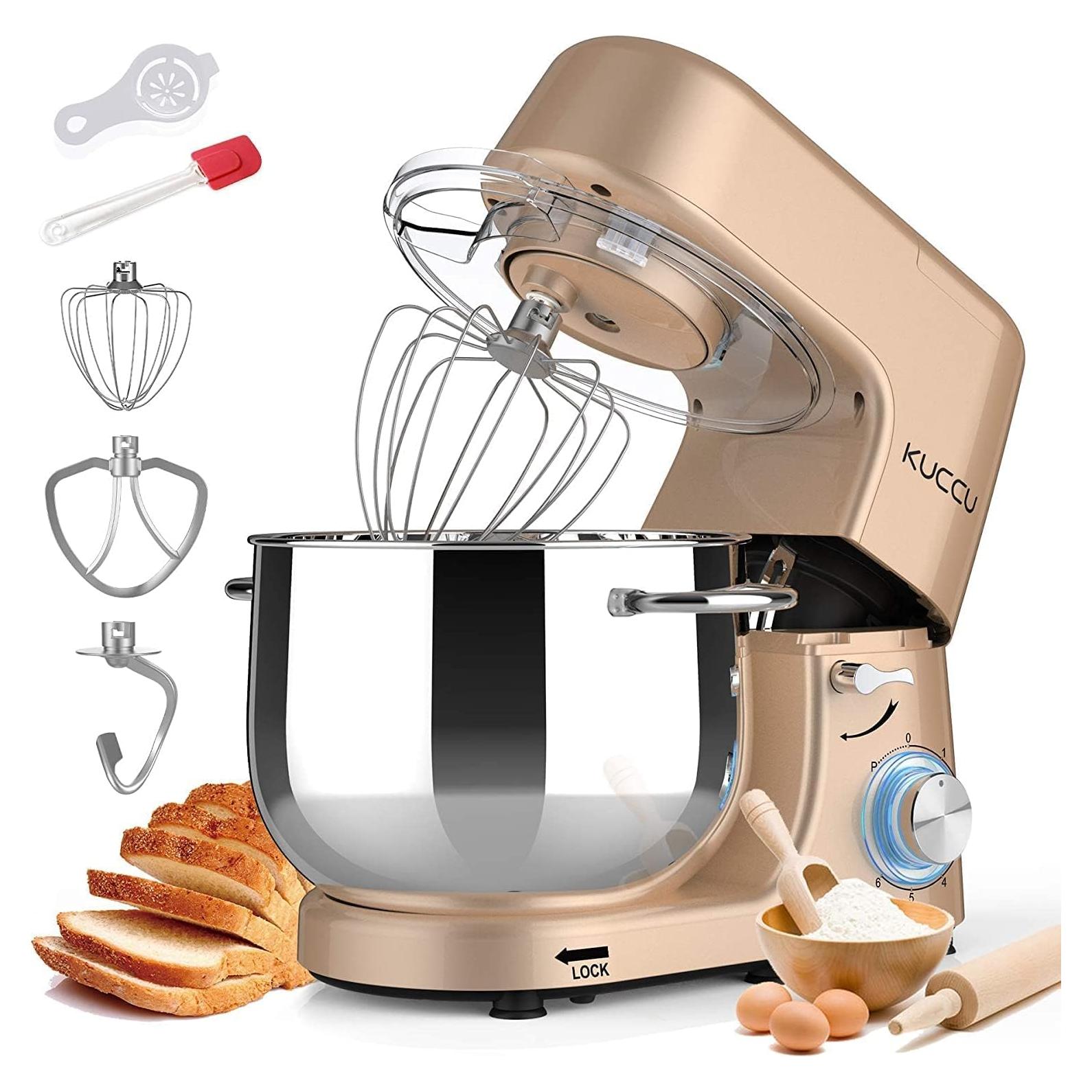 Batidora de pie KUCCU 8.5L 660W 6 velocidades Oro