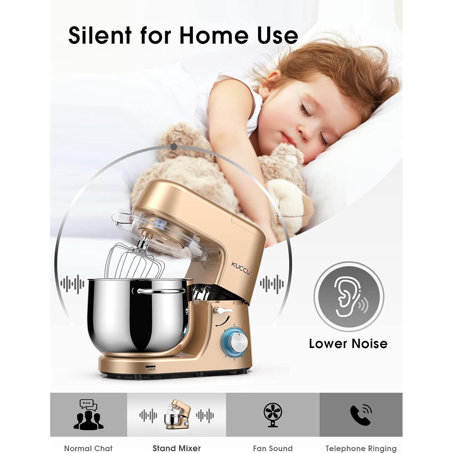 Batidora de pie KUCCU 8.5L 660W 6 velocidades Oro