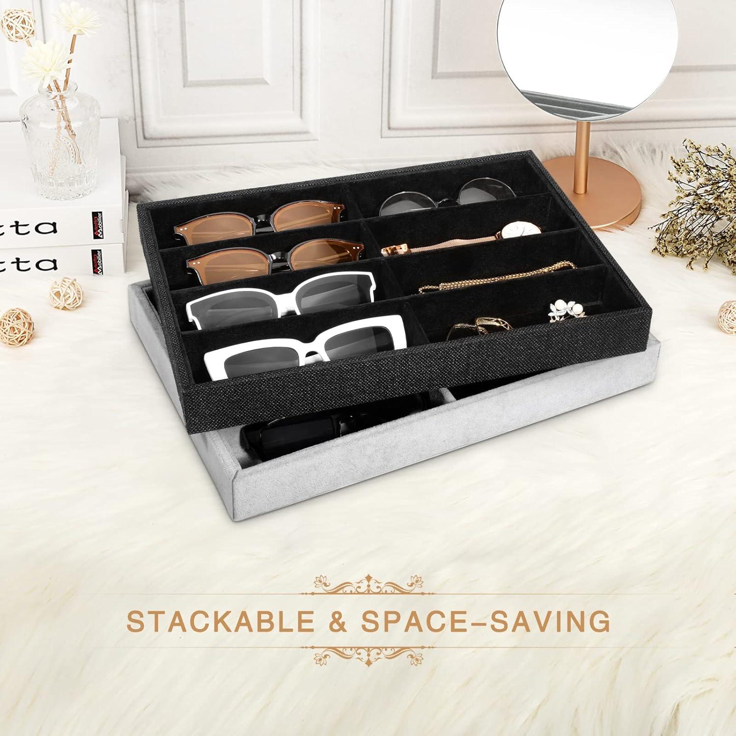 Organizador de Gafas y Joyería Emibele 8 Compartimentos Terciopelo