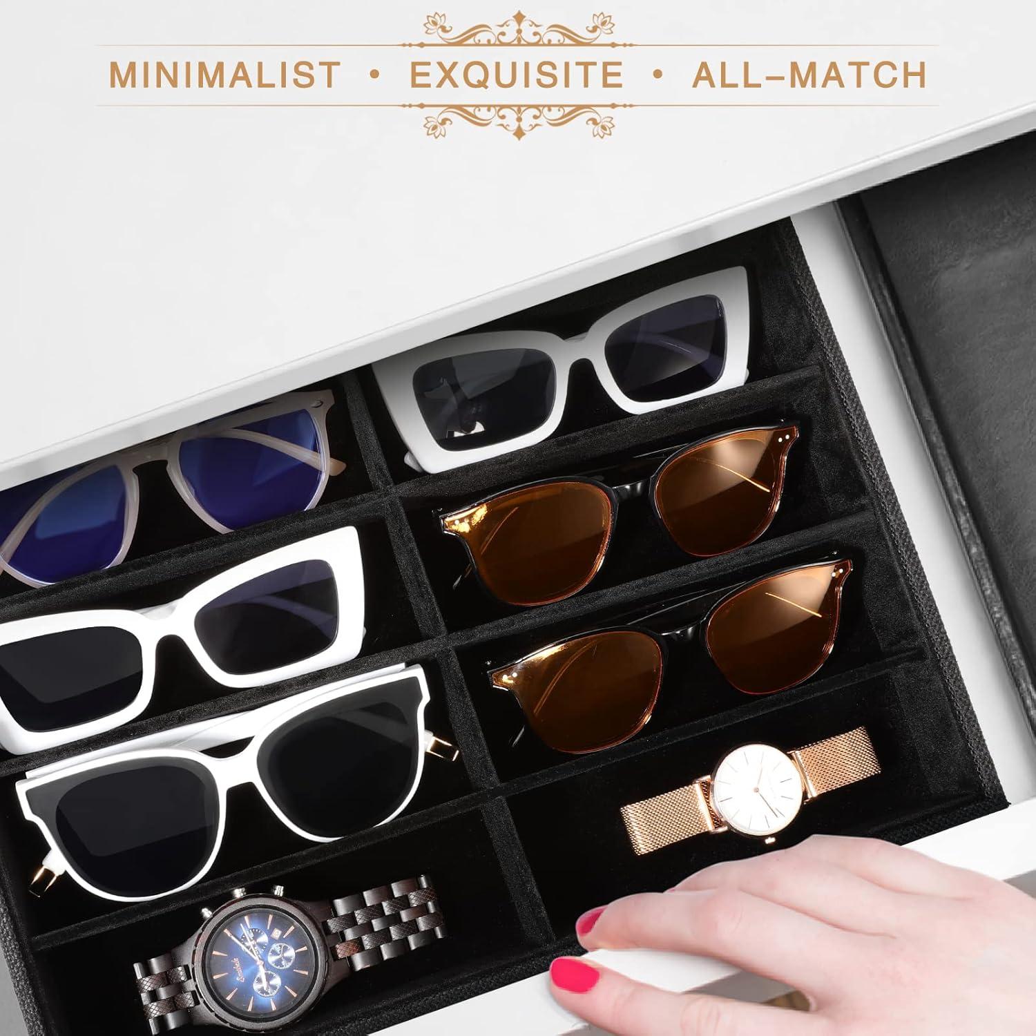 Organizador de Gafas y Joyería Emibele 8 Compartimentos Terciopelo