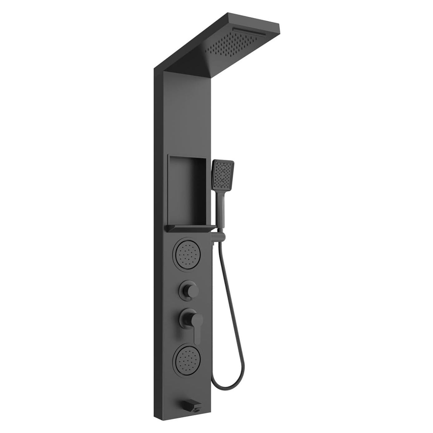 Panel de Ducha ELLO&ALLO Acero Inoxidable Negro 5 Funciones