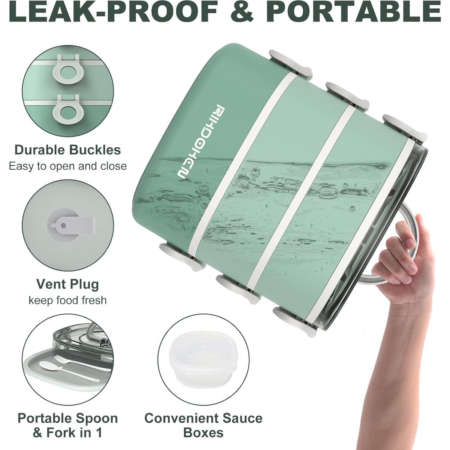 Caja de Almuerzo RIKDOKEN 3 Capas 2800ml A Prueba de Fugas