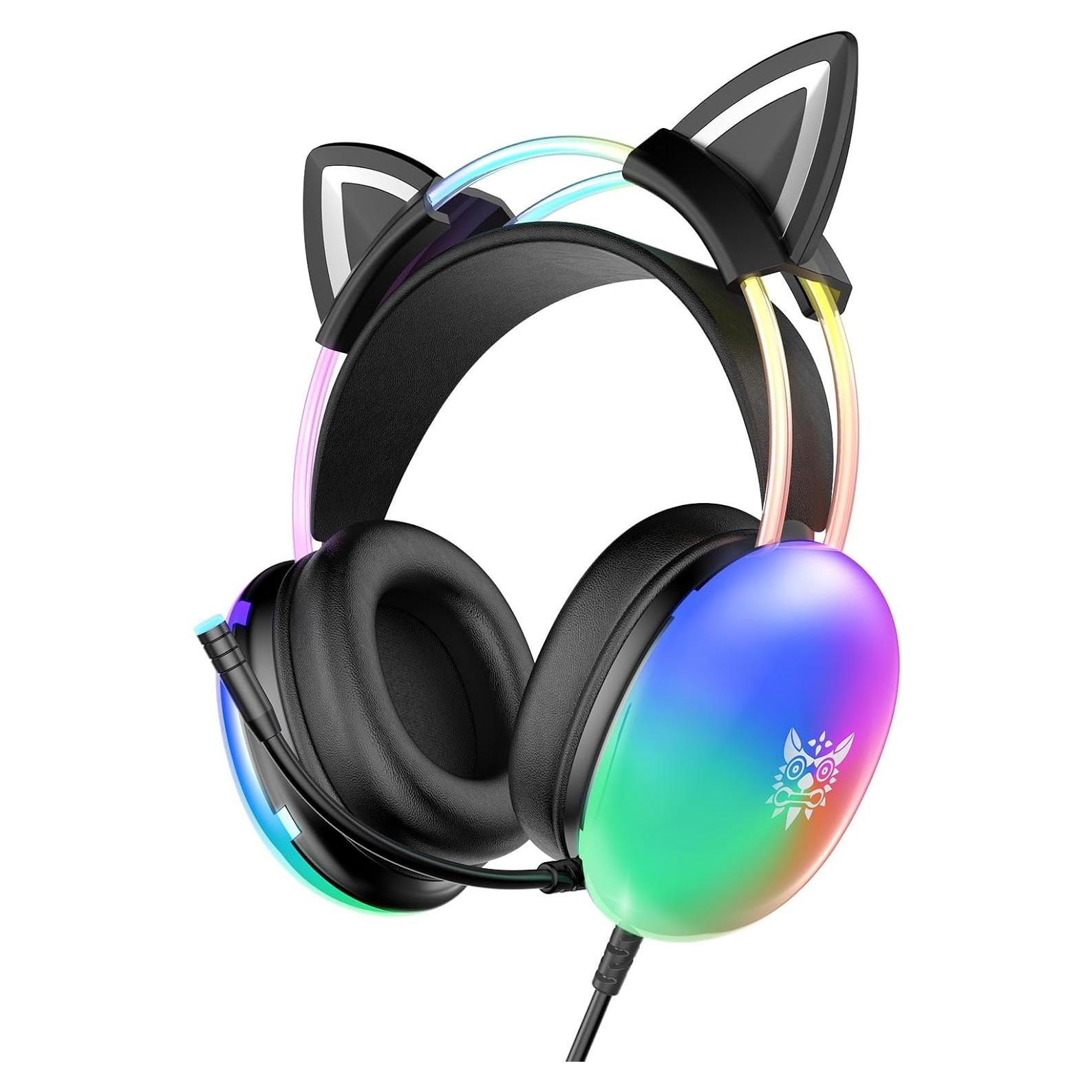 Auriculares Gaming ONITOON X25 con Orejas de Gato y RGB